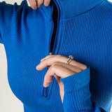 RIBBED HALF ZIP LONG SLEEVE - Sapphire Blue