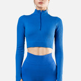 RIBBED HALF ZIP LONG SLEEVE - Sapphire Blue